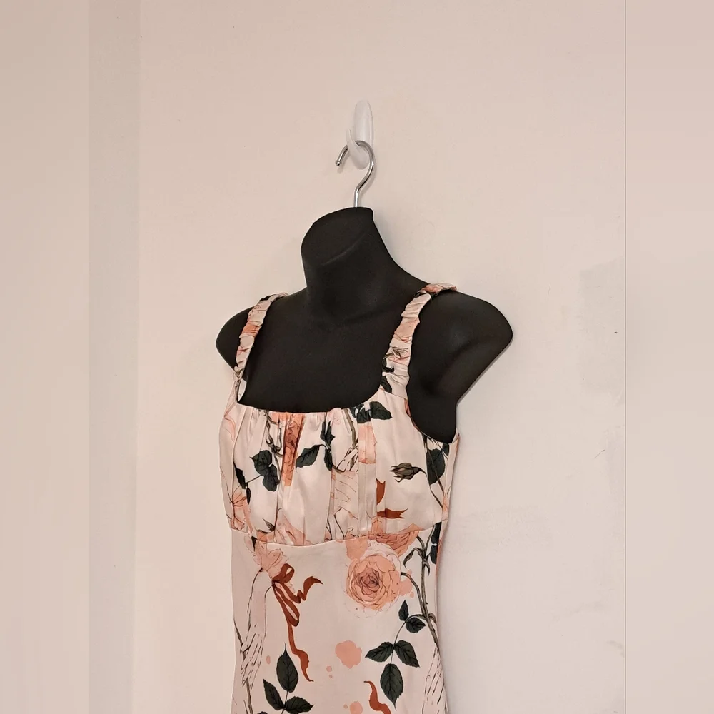 Floral Midi Dress in Cream and Pink - Picture 7 of 10